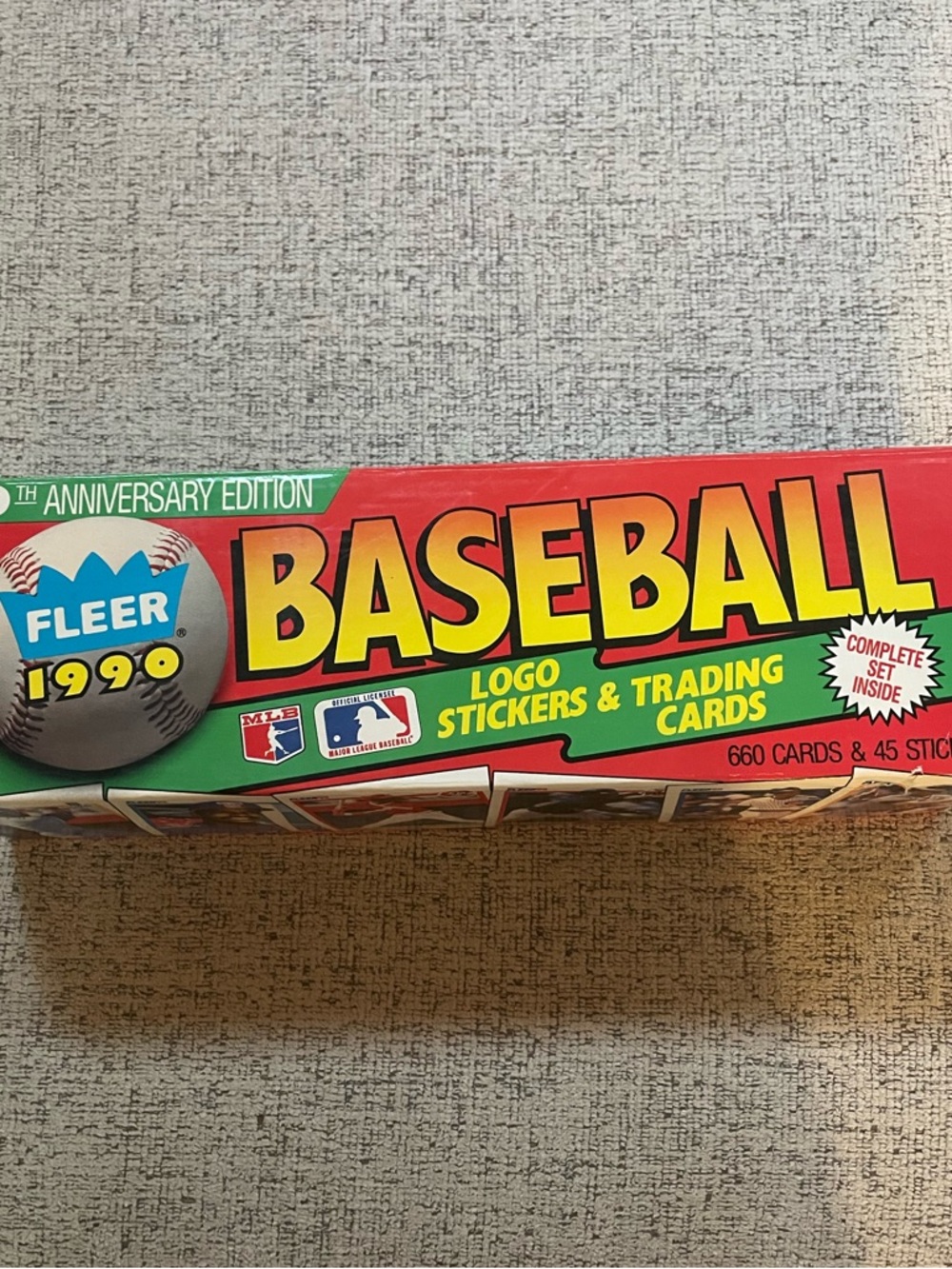 Fleer 1990 Baseball Logo Trading Cards Box - Red/Green/Yellow